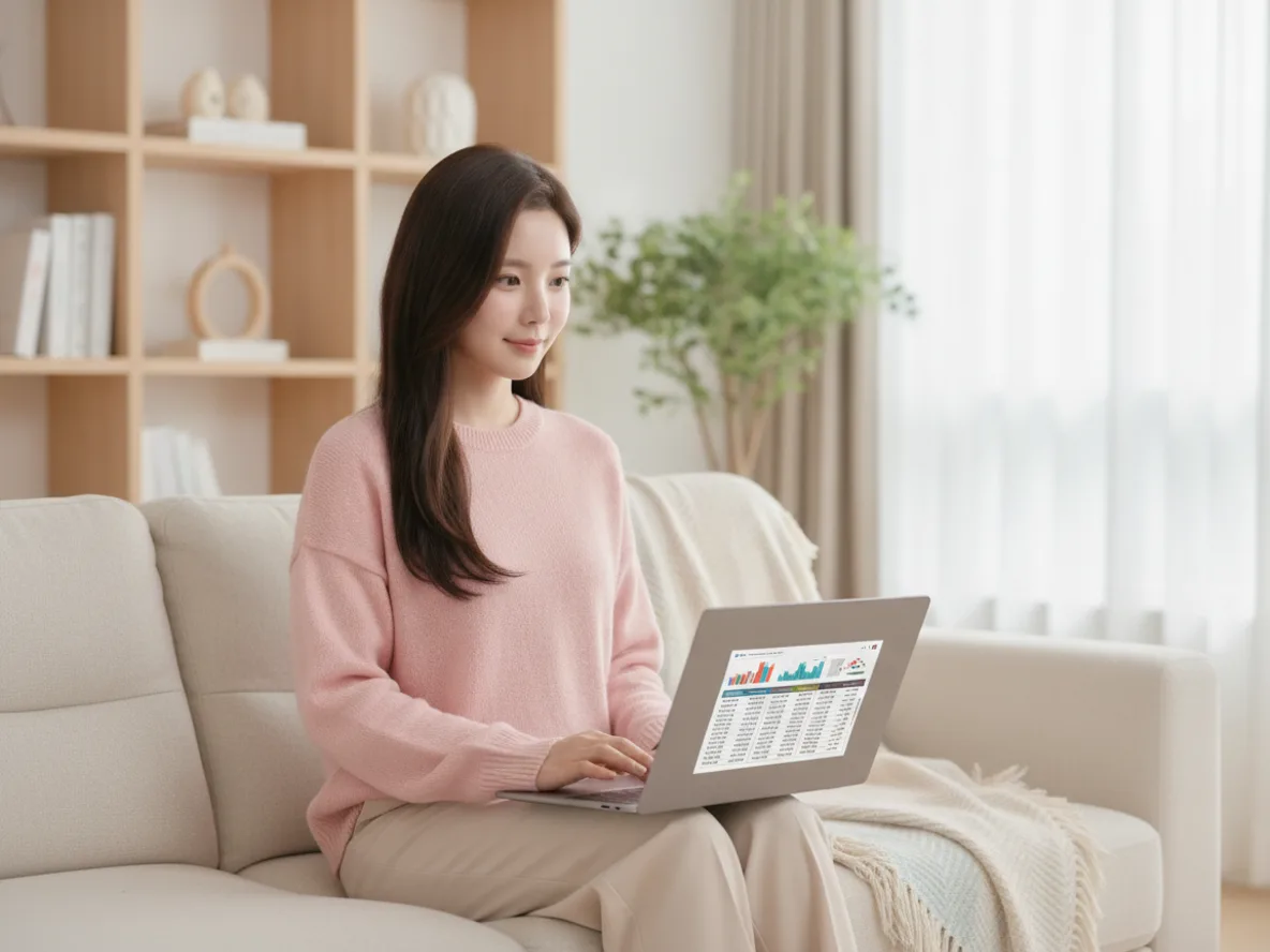 공식 공시 자료를 확인하는 여성