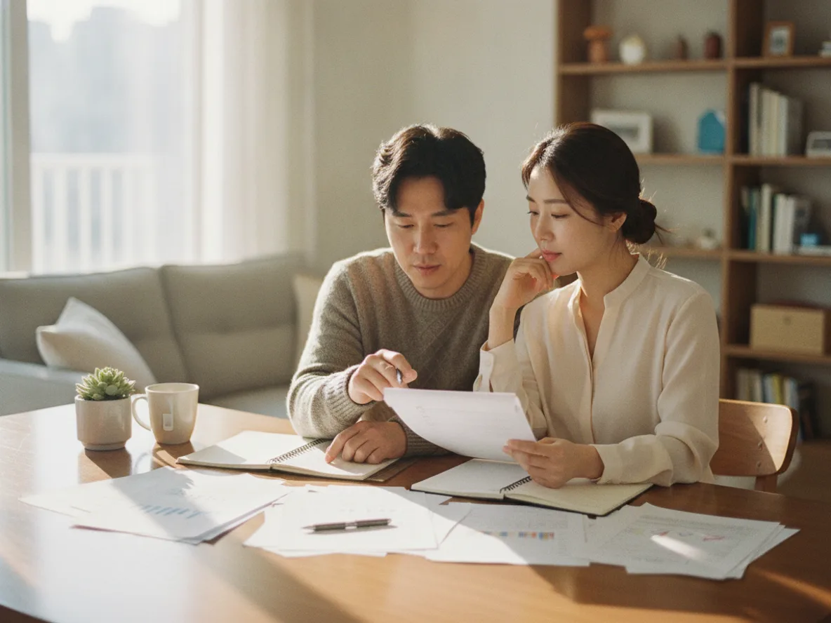 입주 집단대출 마감 전 체크리스트를 검토하는 부부