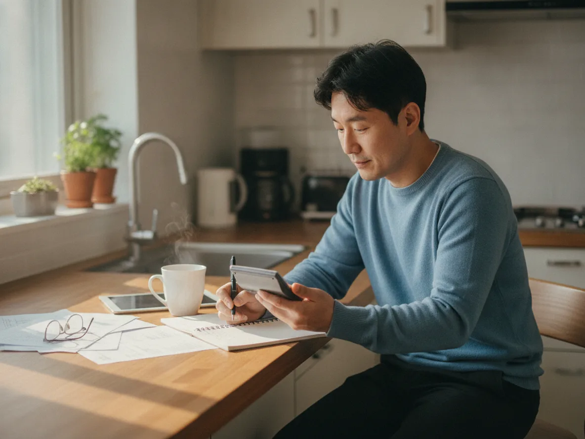 집단대출 DSR과 LTV 한도를 직접 계산하는 남성