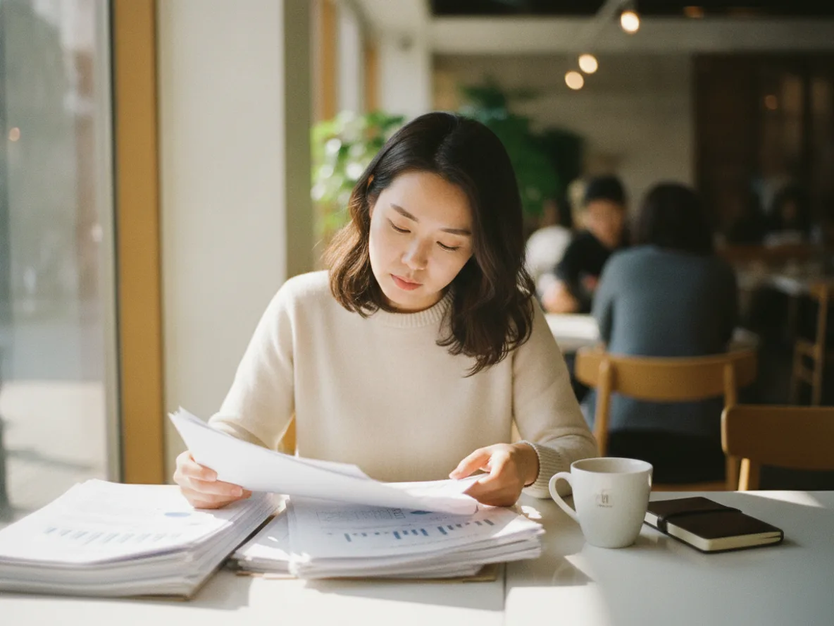 금융지주 비은행 실적 및 배당 전망 자료를 검토하는 모습