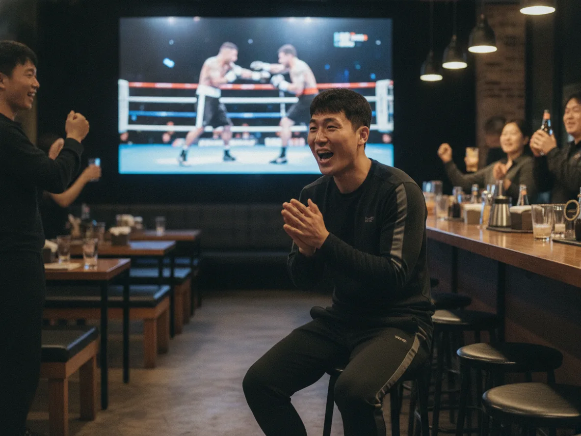 비니시우스 KICK 복싱 대결 경기를 시청하는 스포츠 팬