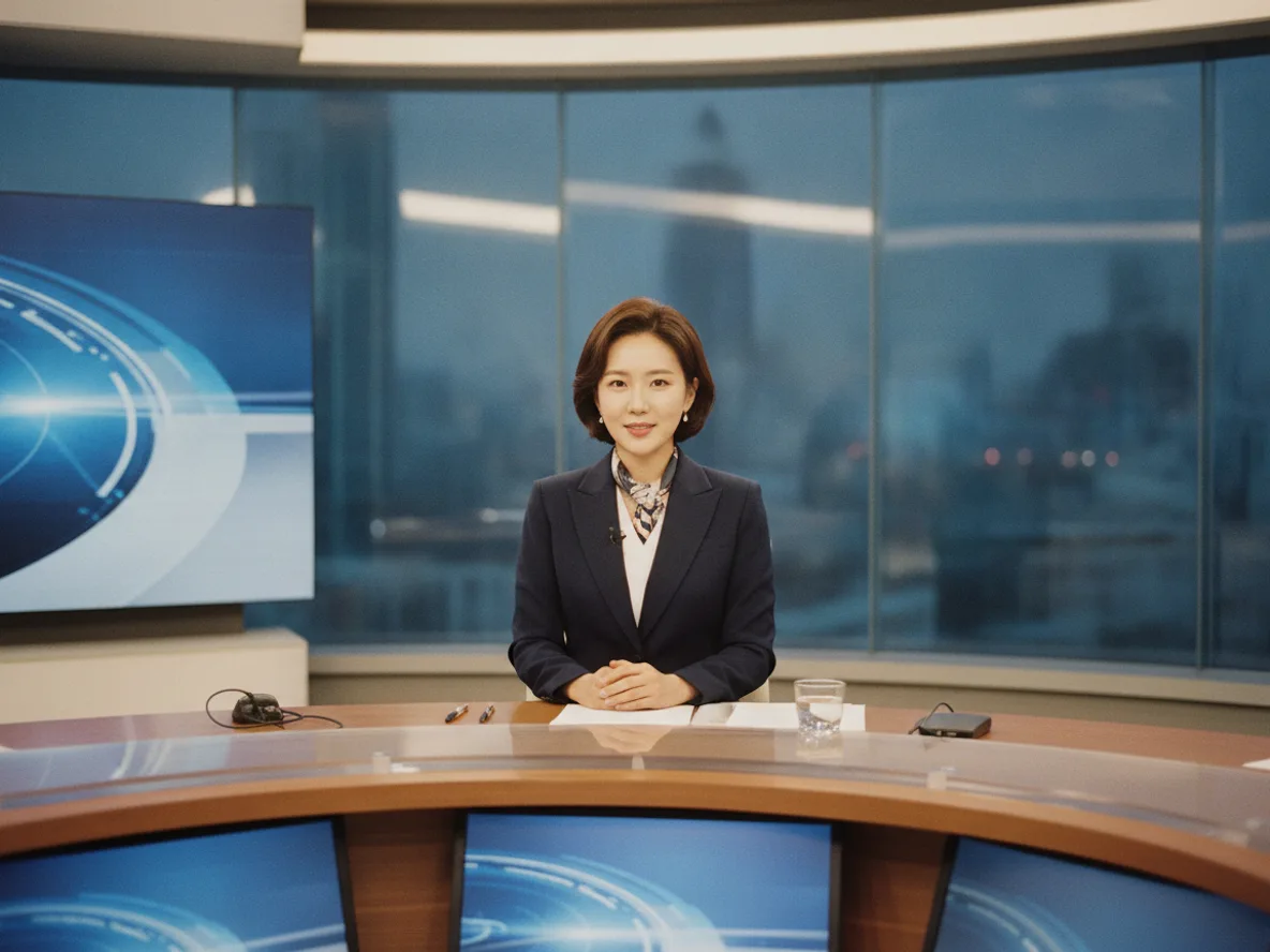SBS 아나운서 스튜디오 촬영 장면