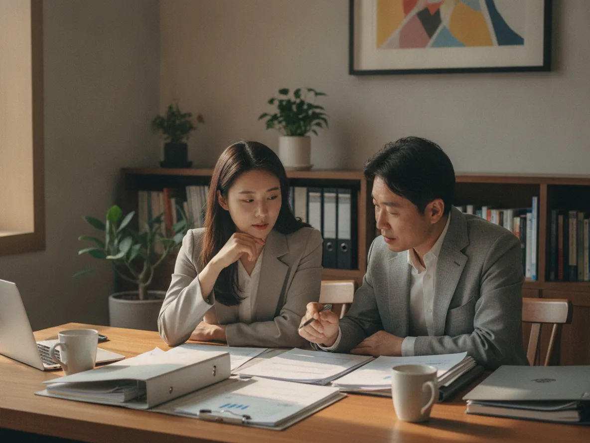 개인회생 신청 절차를 법무사와 상담하는 20대 여성