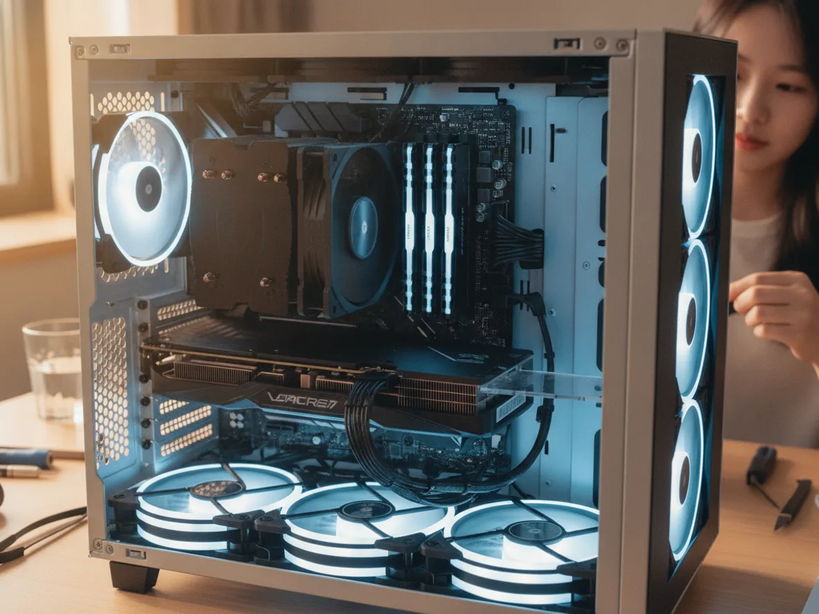 케이스 에어플로우 개선 — 정리된 케이블과 팬 배치로 GPU 스로틀링 예방