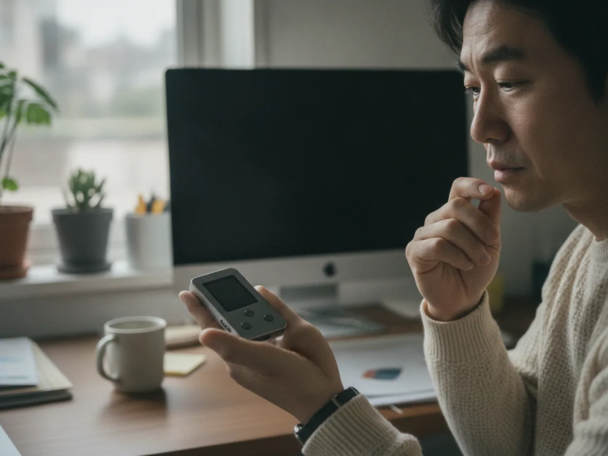 하드웨어 지갑을 손에 쥔 암호화폐 투자자
