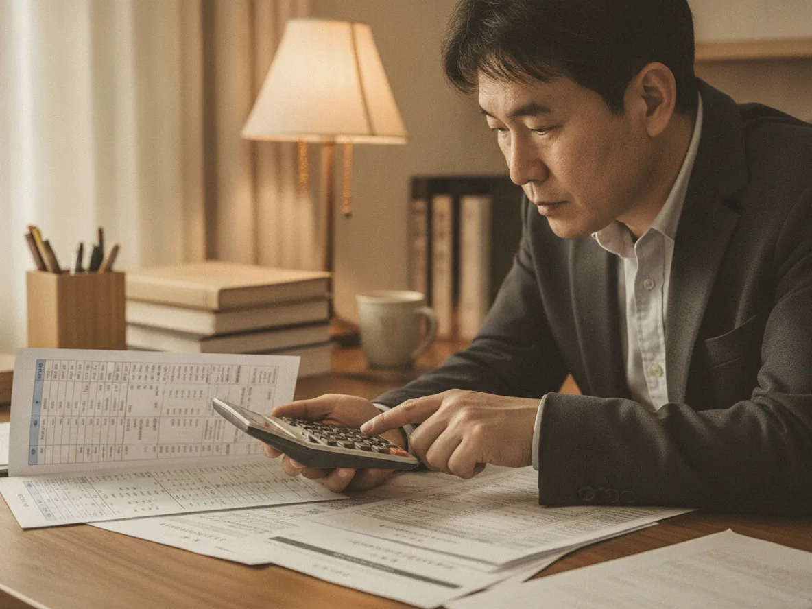 상속세 과세표준 계산 중인 남성