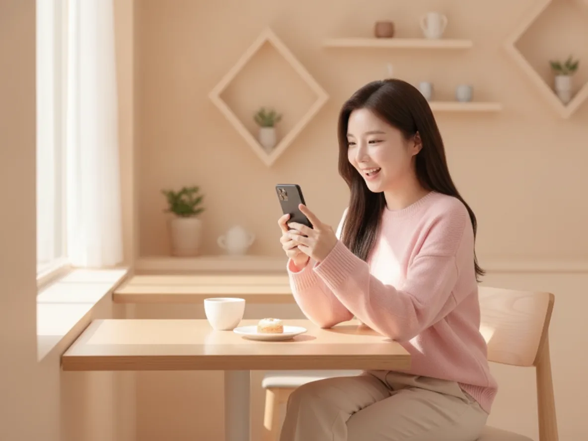 삼성 갤럭시 인도 사전예약을 확인하는 20대 여성
