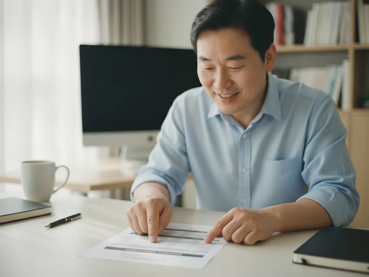달러예금 금리표를 확인하는 남성
