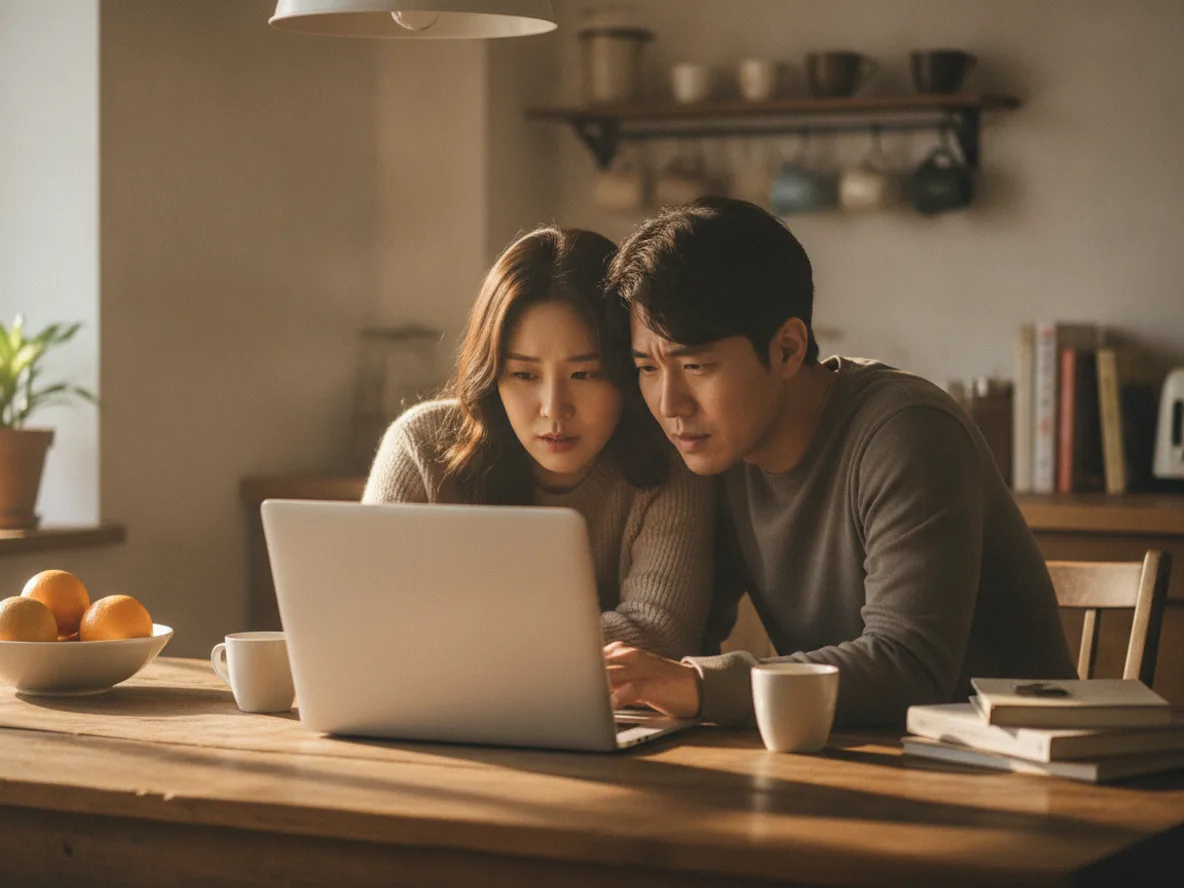달러예금 가입 여부를 함께 검토하는 부부