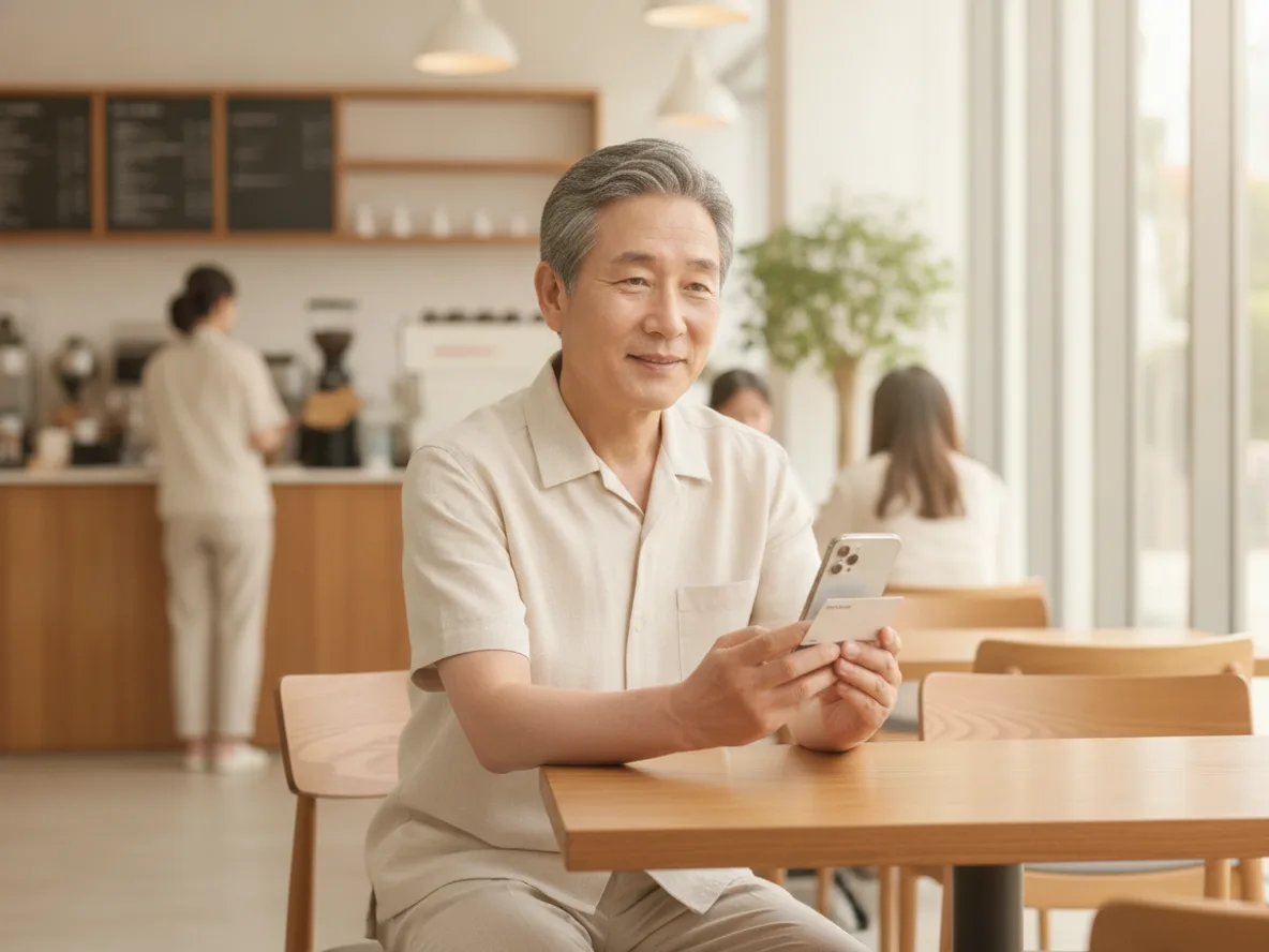 모두의카드 페이백 환급 신청을 확인하는 남성