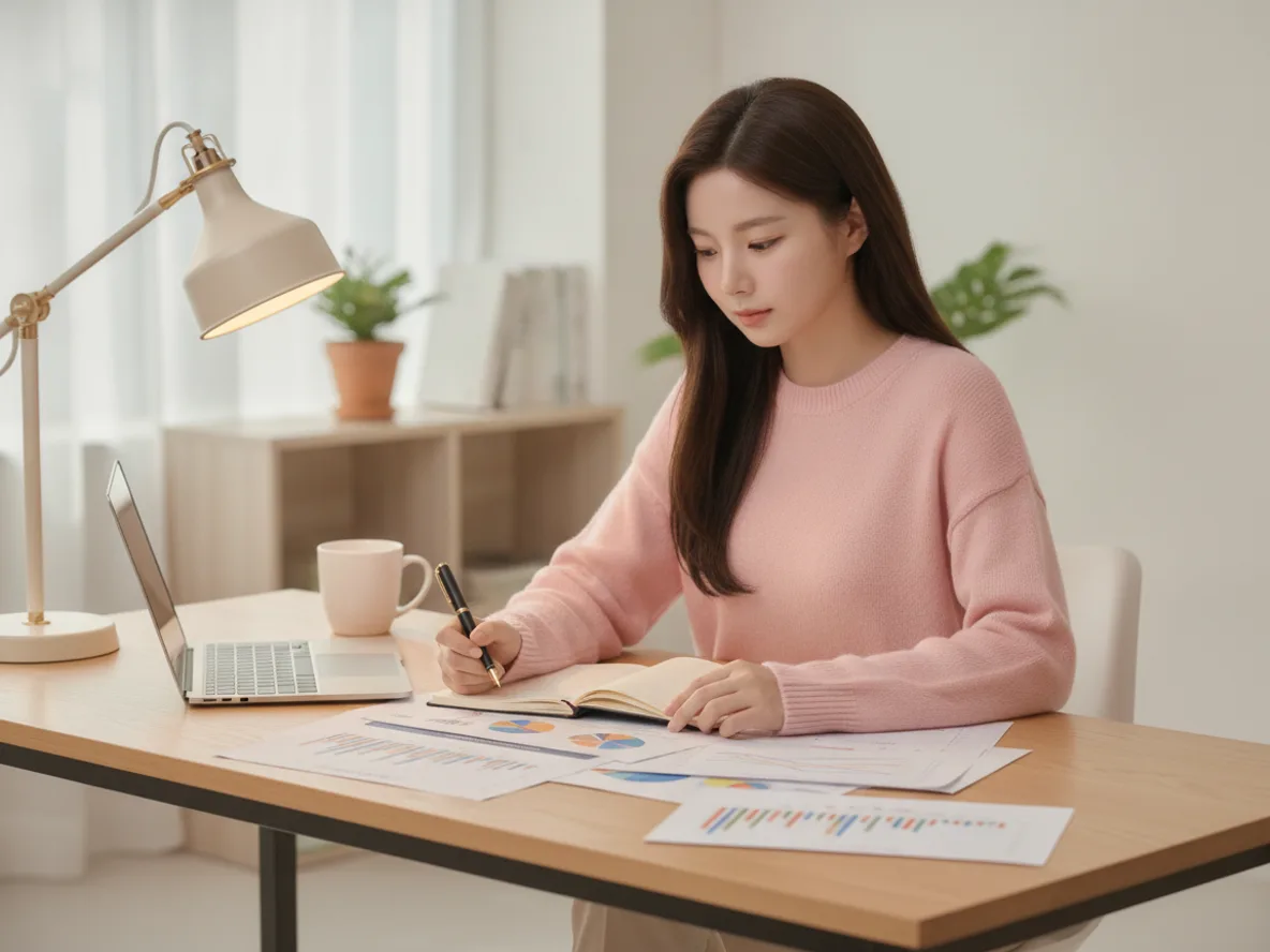 SK하이닉스 주가 분석과 투자 판단 체크리스트를 검토하는 투자자