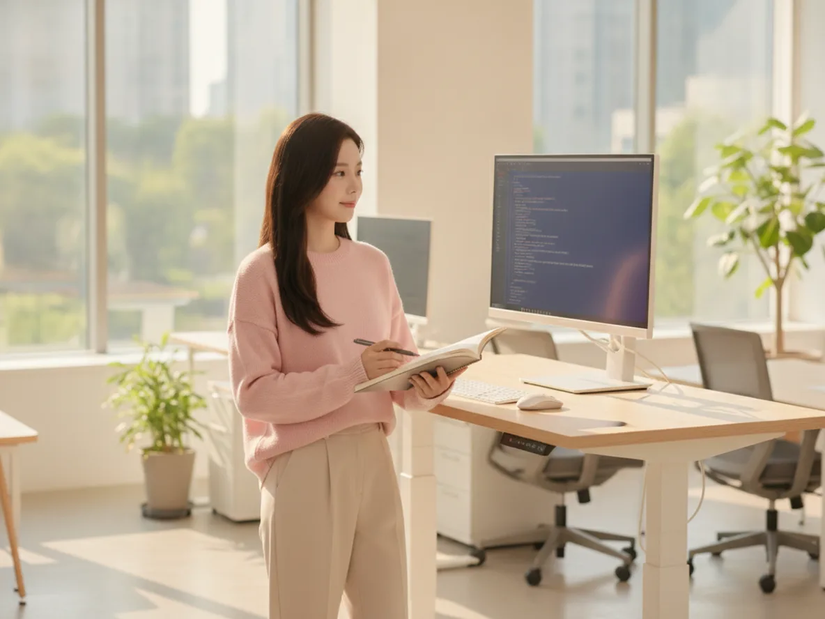GPT-5.6 솔 울트라 추론 AI를 활용해 코드 디버깅 작업을 하는 여성