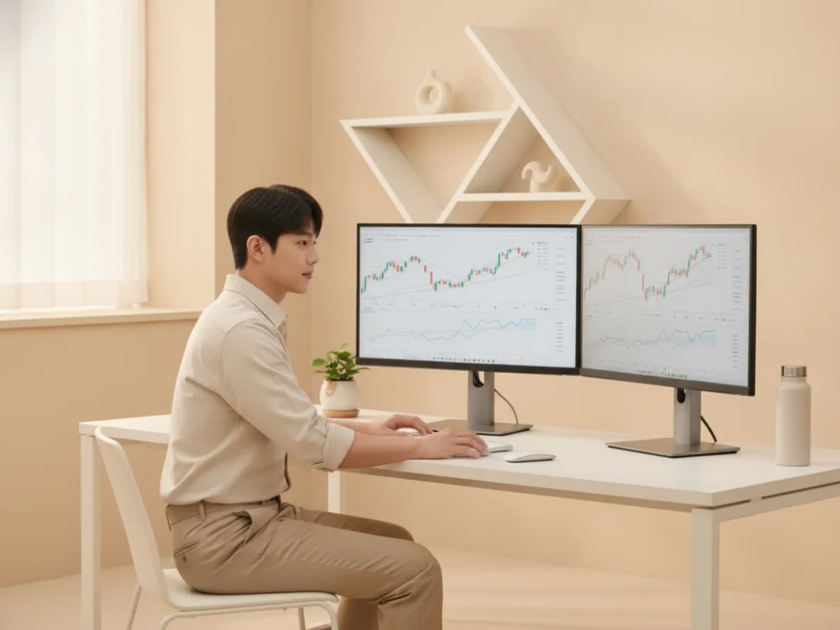 반도체 소부장 협력사 주식 투자 분석 중인 한국 남성 투자자