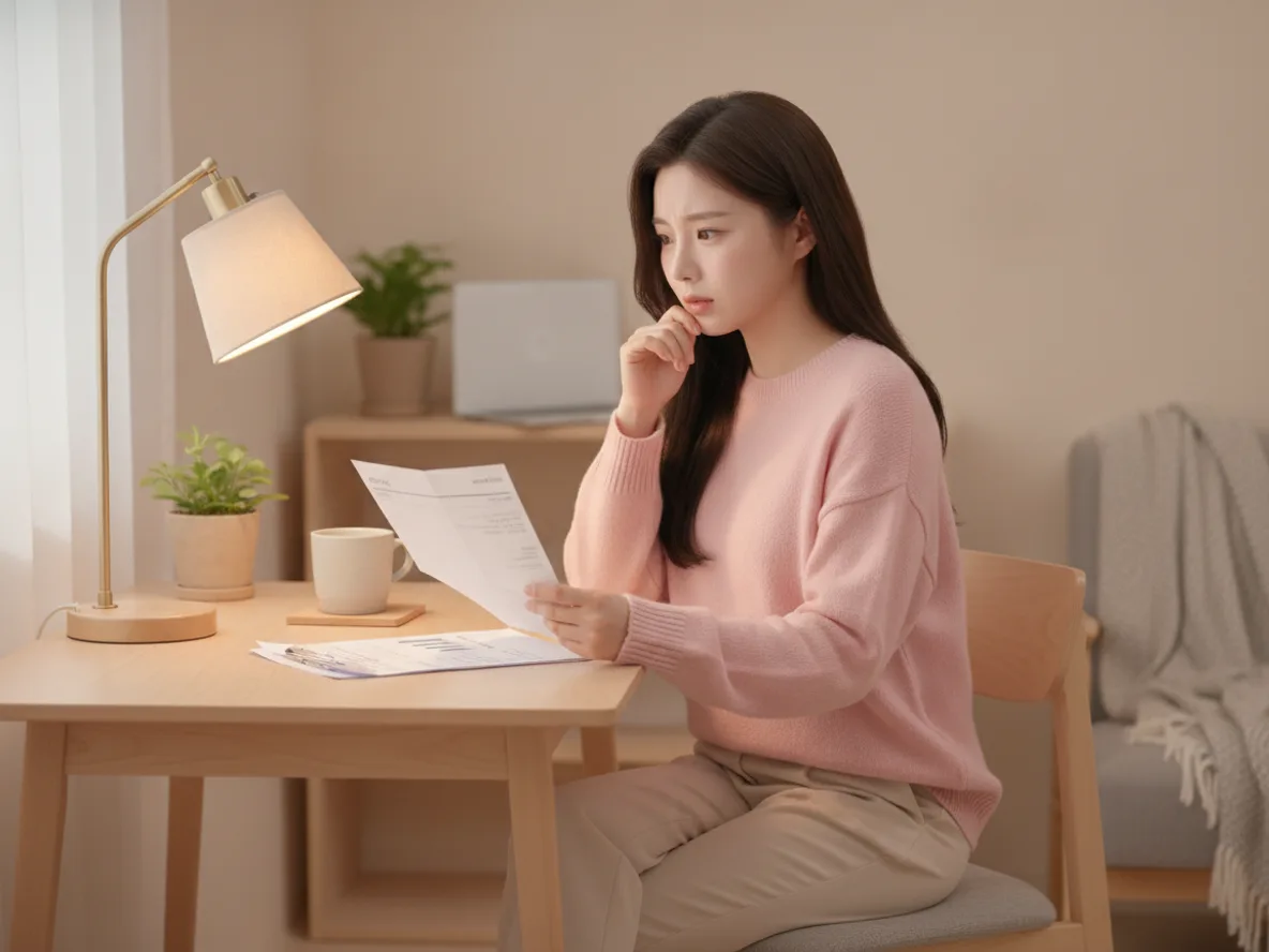 원룸 관리비 청구서를 확인하는 세입자