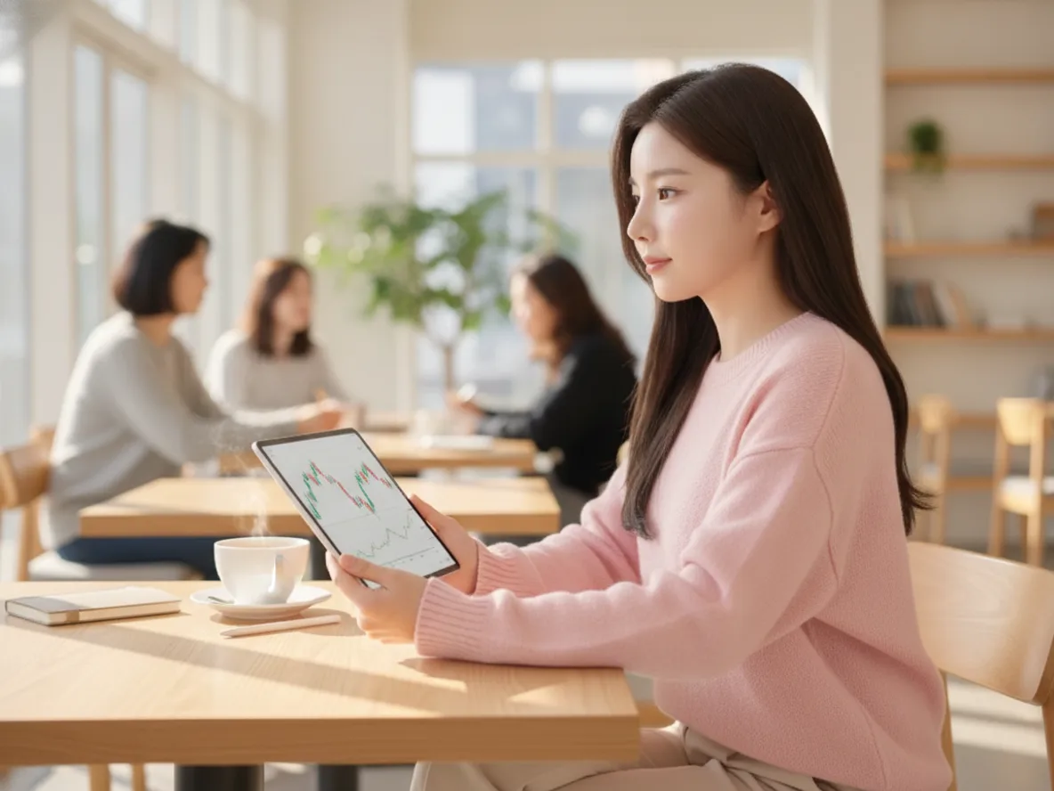 한미반도체 실적과 주가 전망 자료를 검토하는 투자자
