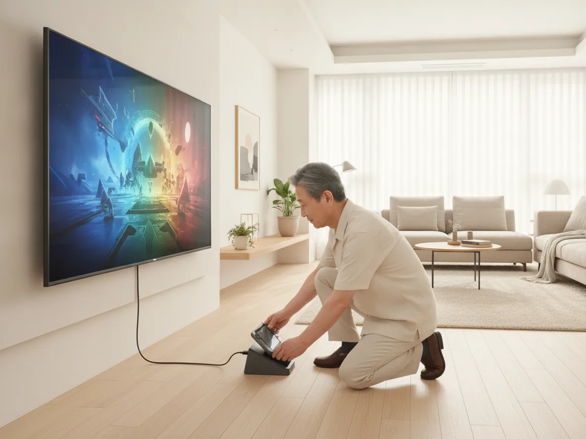스위치2 독 모드 4K TV 연결 장면 — 스위치1 OLED와의 출력 차이