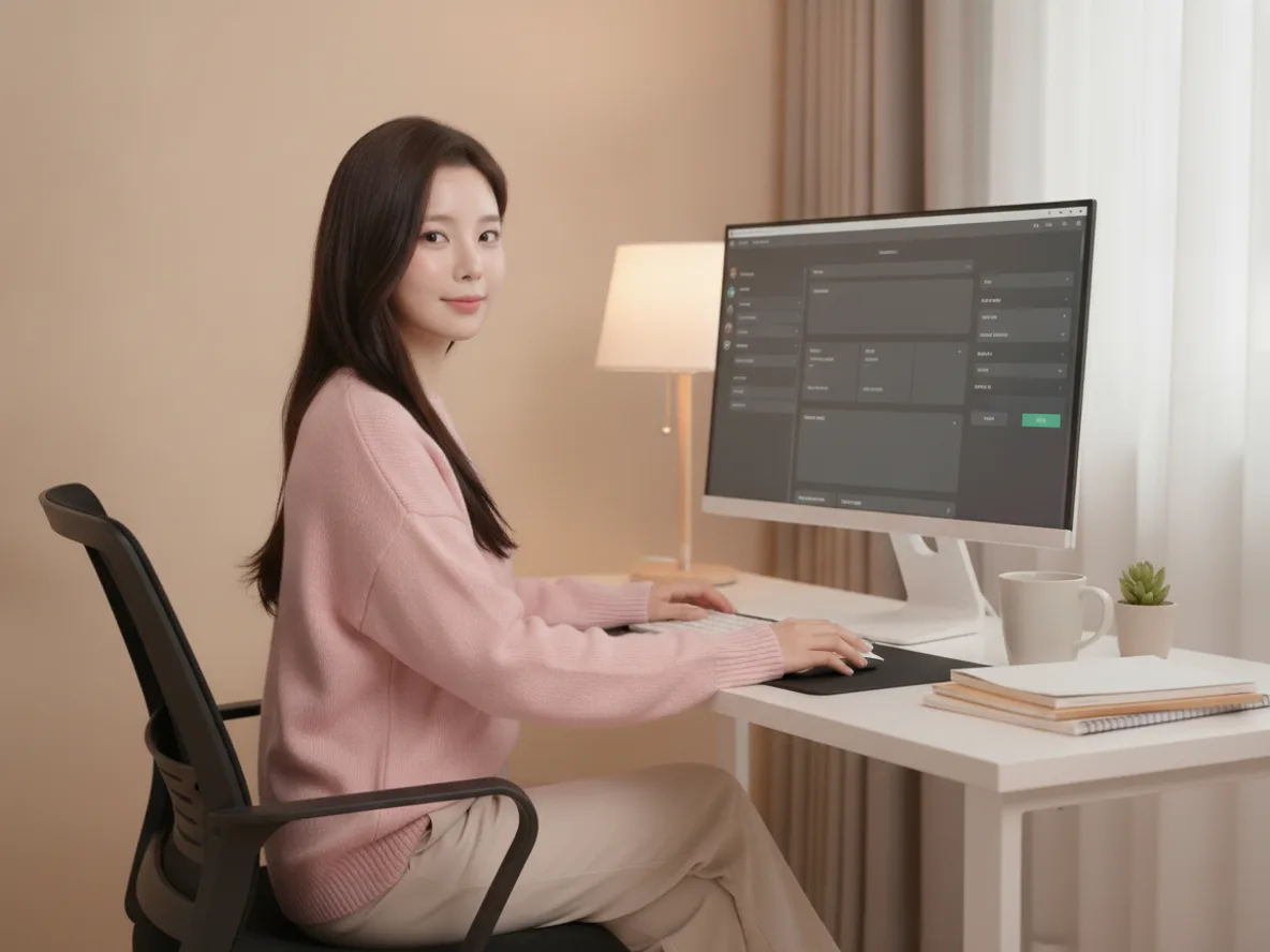 OBS 송출 프로그램으로 치지직 방송 설정하는 한국인 여성