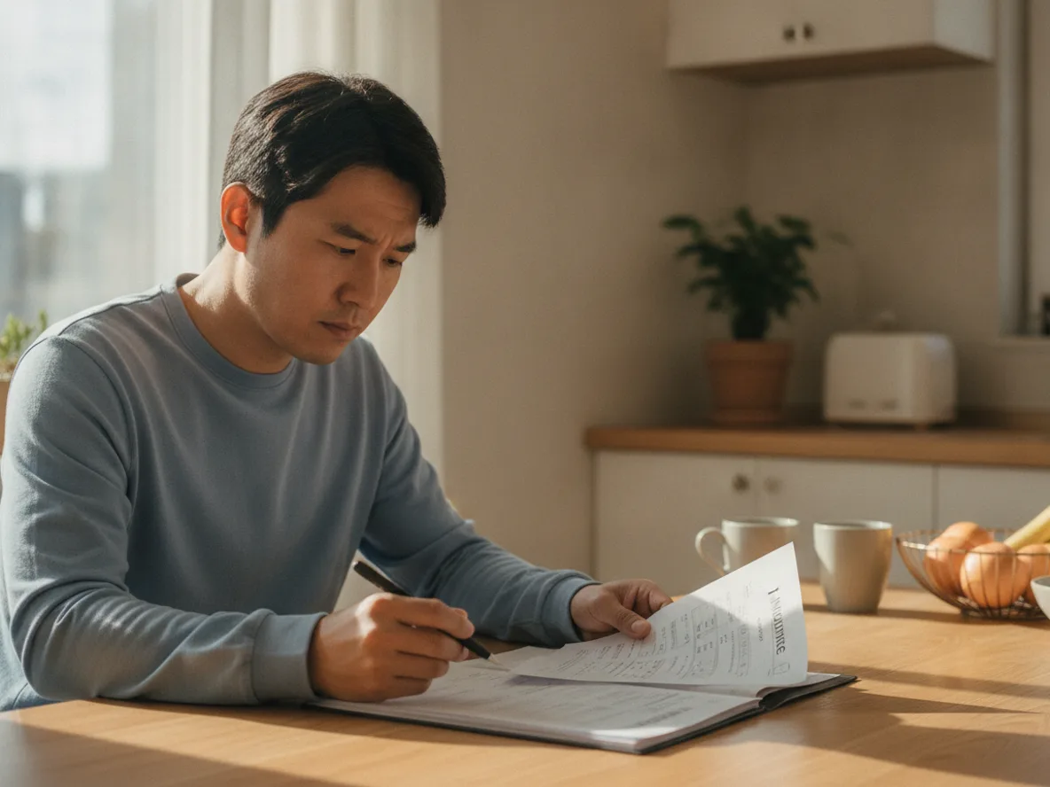 주택 침수 보험 청구를 위해 필요 서류를 검토하는 모습