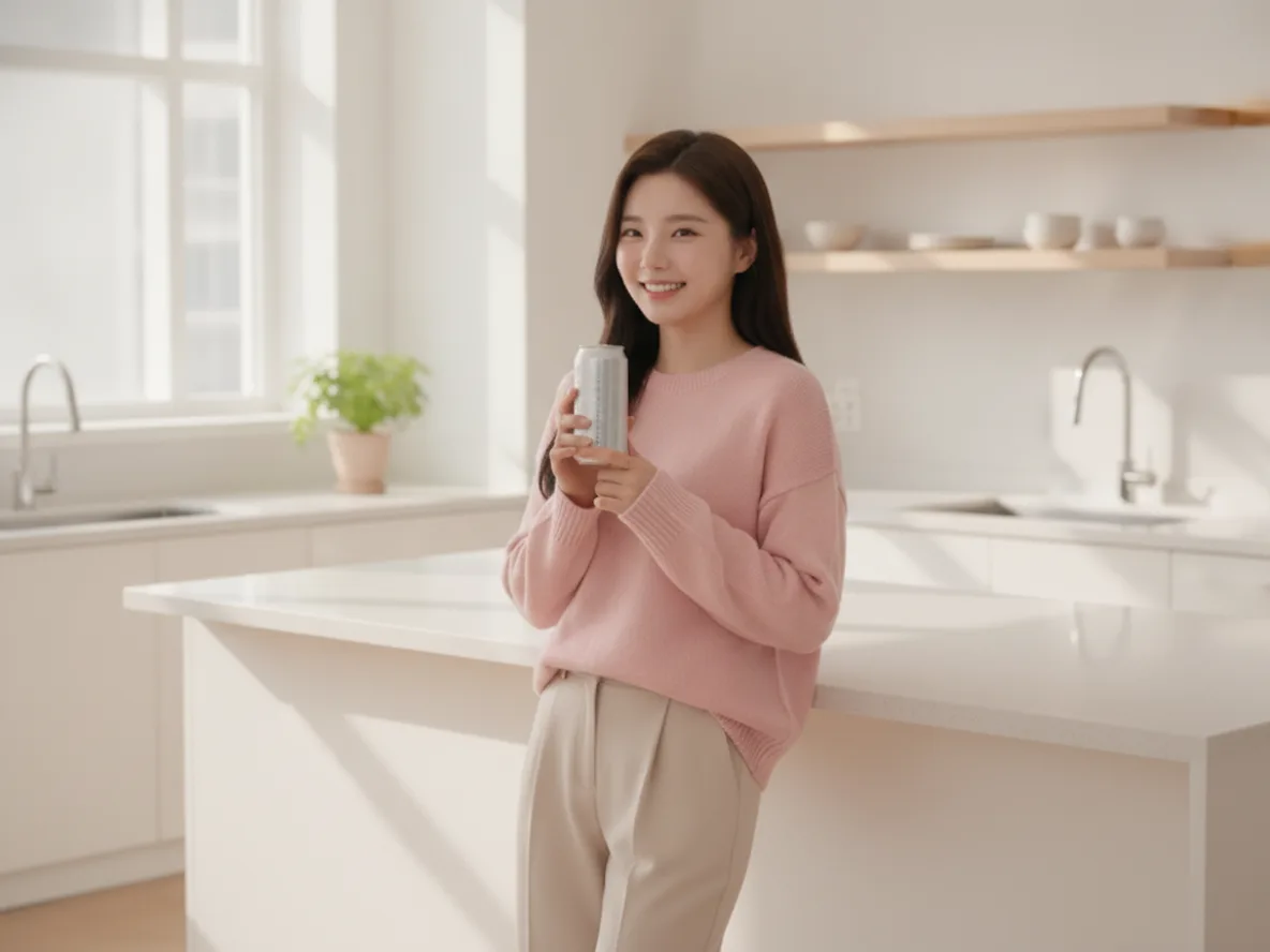 시원한 탄산음료를 즐기는 20대 여성