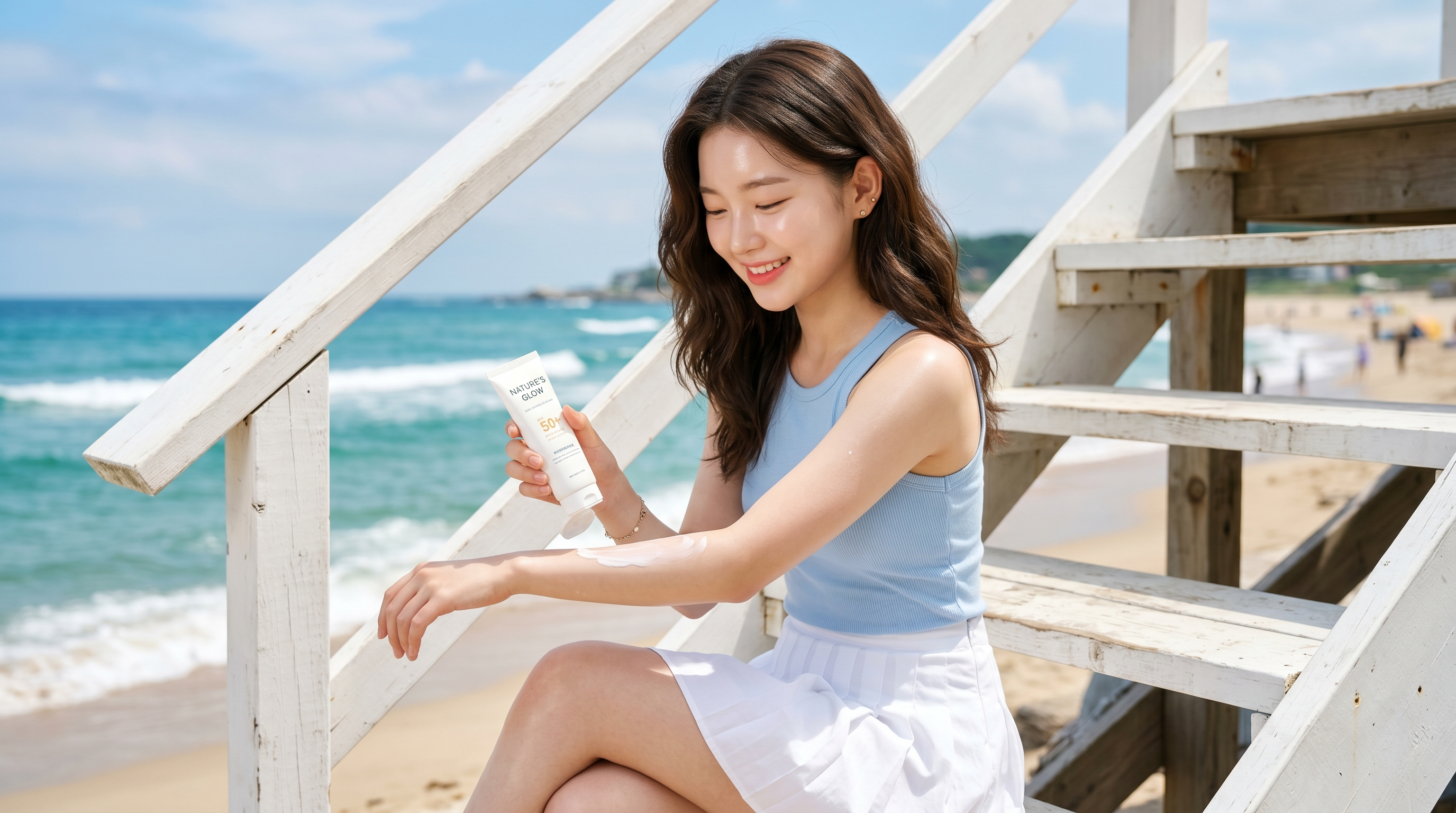 Sunlit Beach Skincare Moment
