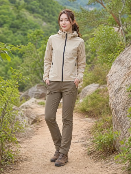 탄 배색 기능성 등산룩