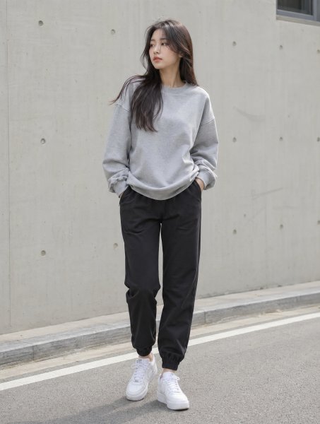 그레이 맨투맨 조거룩