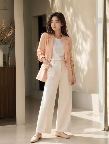 피치 가디건 레이어드룩