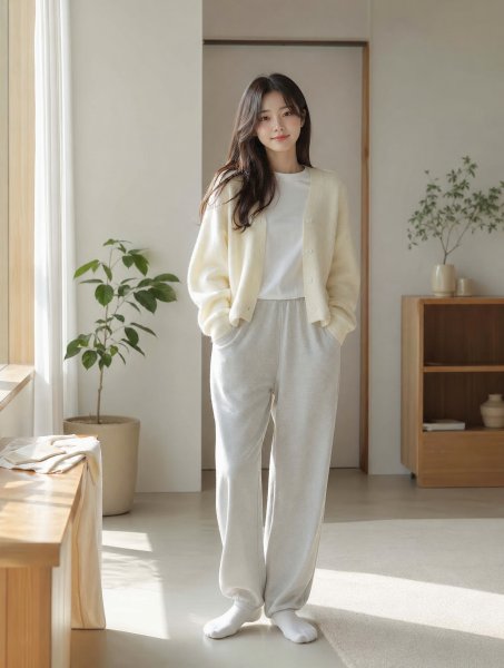 아이보리 투톤 릴렉스룩
