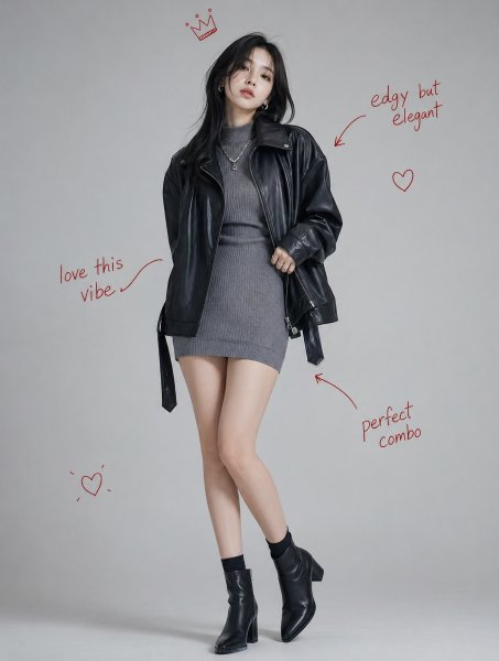 레더 재킷 엣지 시크룩