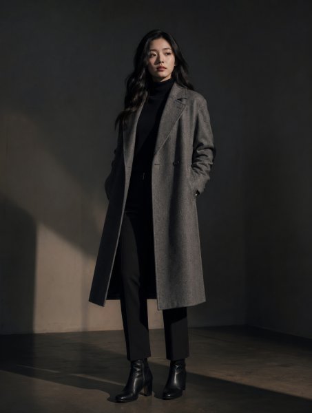 그레이 롱코트 시크룩