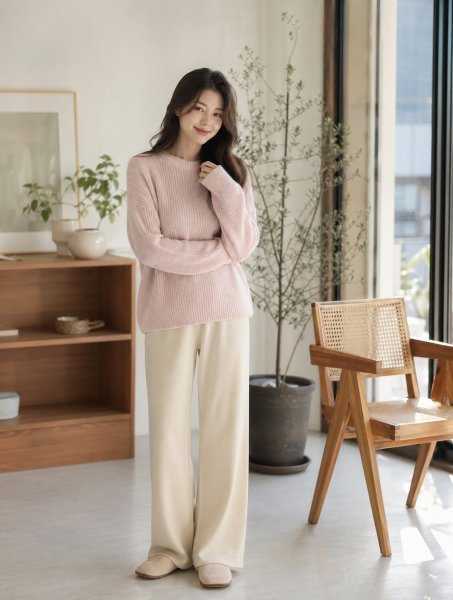핑크 스웻 모닝룩