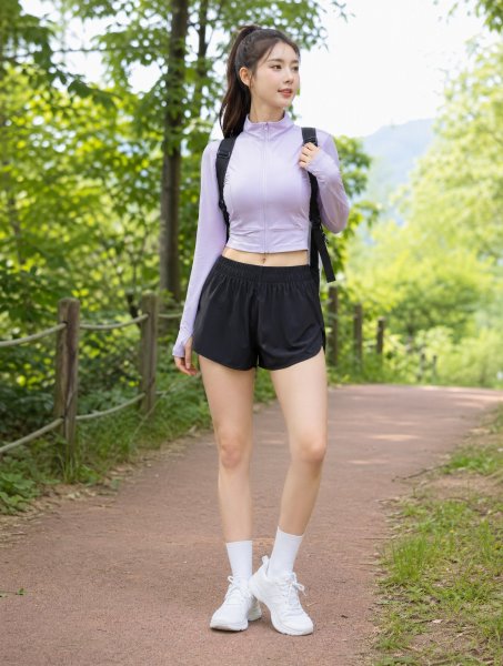 라벤더 크롭 러닝룩